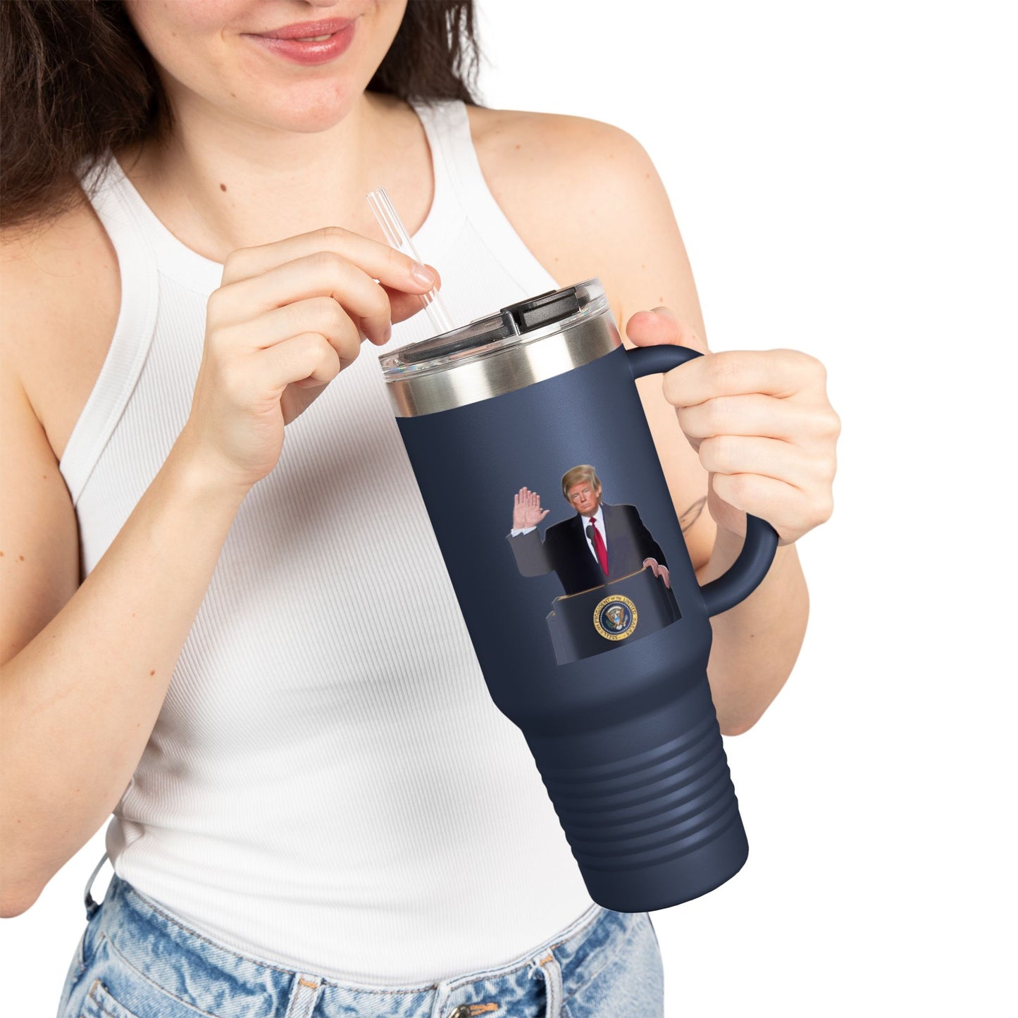 Donald Trump Insulated Travel Mug, 40oz - Perfect for Coffee Lovers, Political Enthusiasts, Gifts for Him, Party Favors, Travel Accessory
