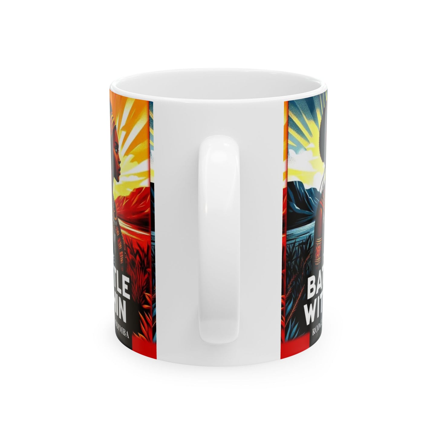 Empowering Ceramic Mug - The Battle Within, Inspirational Gift, Motivational Drinkware, Unique Home Decor, Black Art Mug