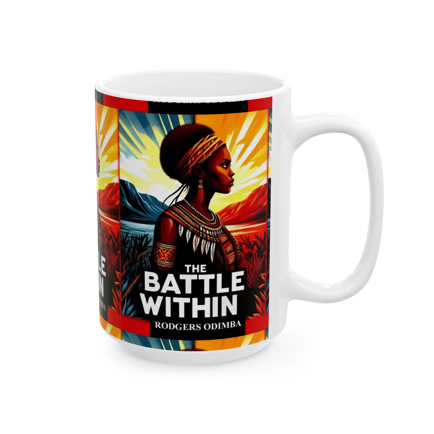 Empowering Ceramic Mug - The Battle Within, Inspirational Gift, Motivational Drinkware, Unique Home Decor, Black Art Mug