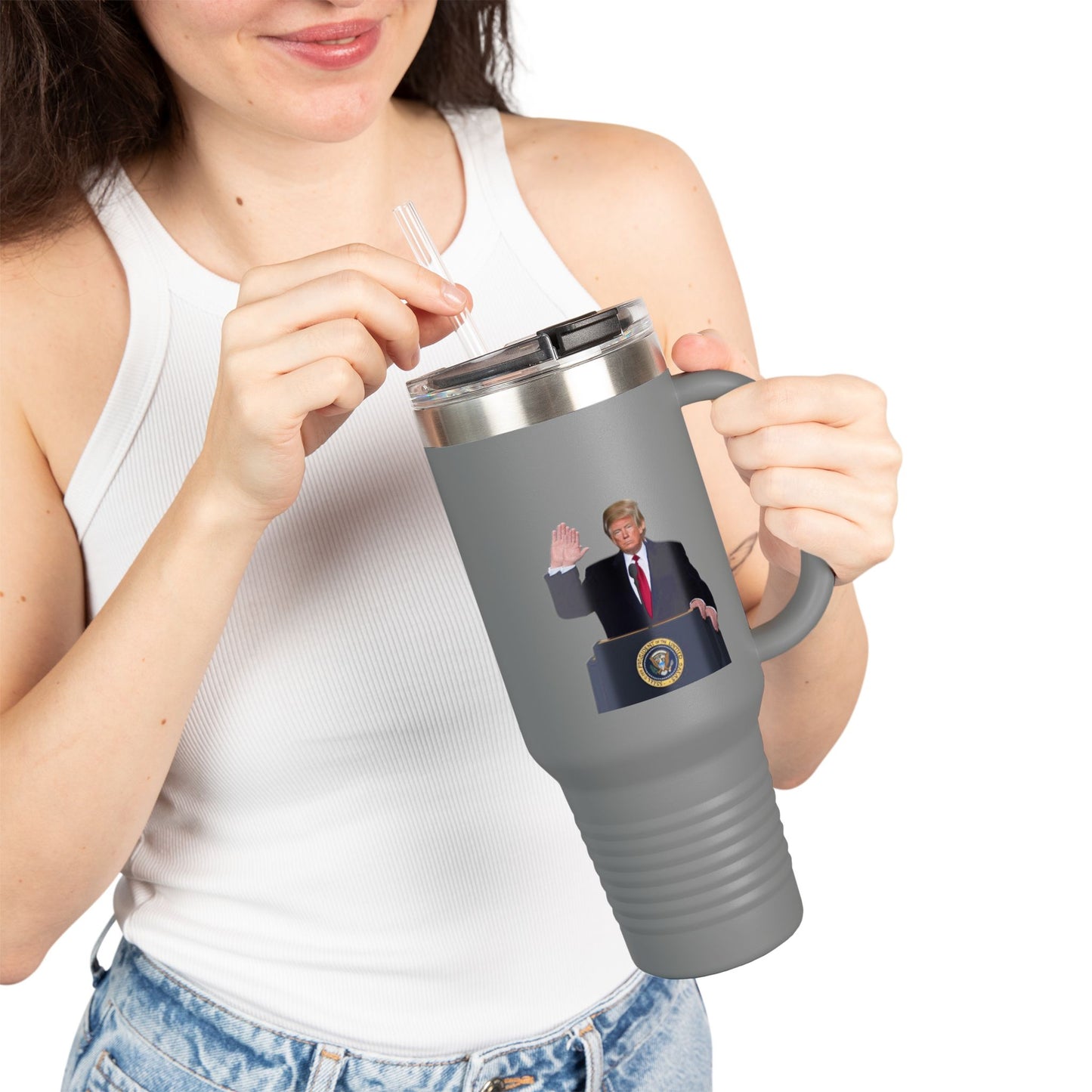 Donald Trump Insulated Travel Mug, 40oz - Perfect for Coffee Lovers, Political Enthusiasts, Gifts for Him, Party Favors, Travel Accessory