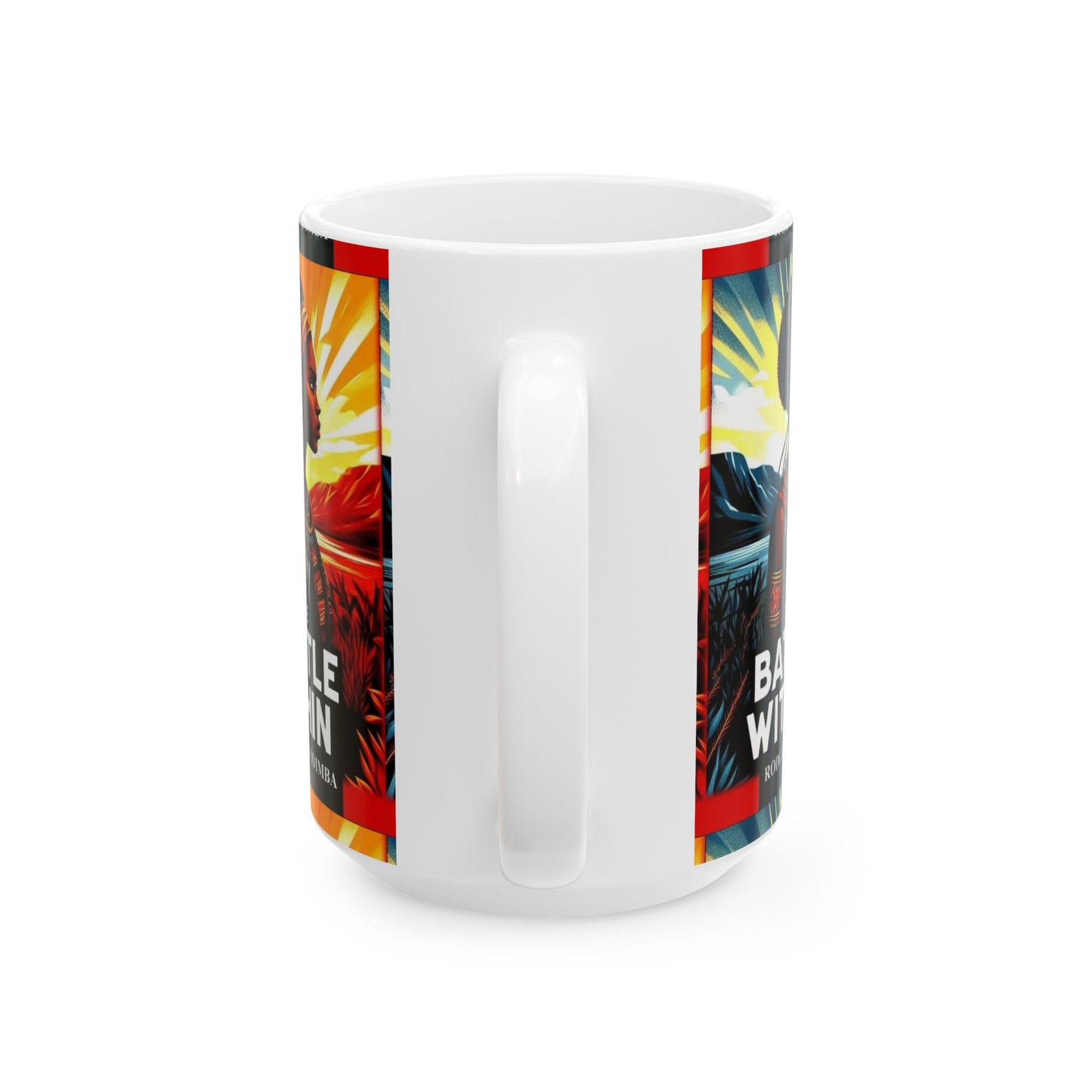 Empowering Ceramic Mug - The Battle Within, Inspirational Gift, Motivational Drinkware, Unique Home Decor, Black Art Mug