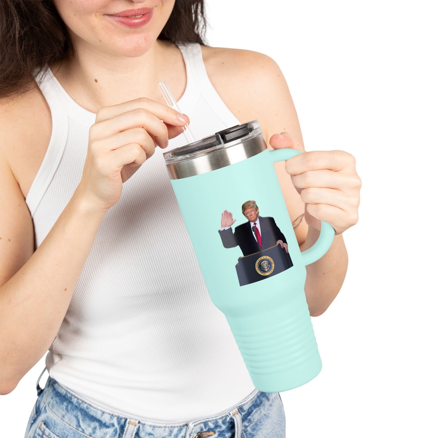 Donald Trump Insulated Travel Mug, 40oz - Perfect for Coffee Lovers, Political Enthusiasts, Gifts for Him, Party Favors, Travel Accessory
