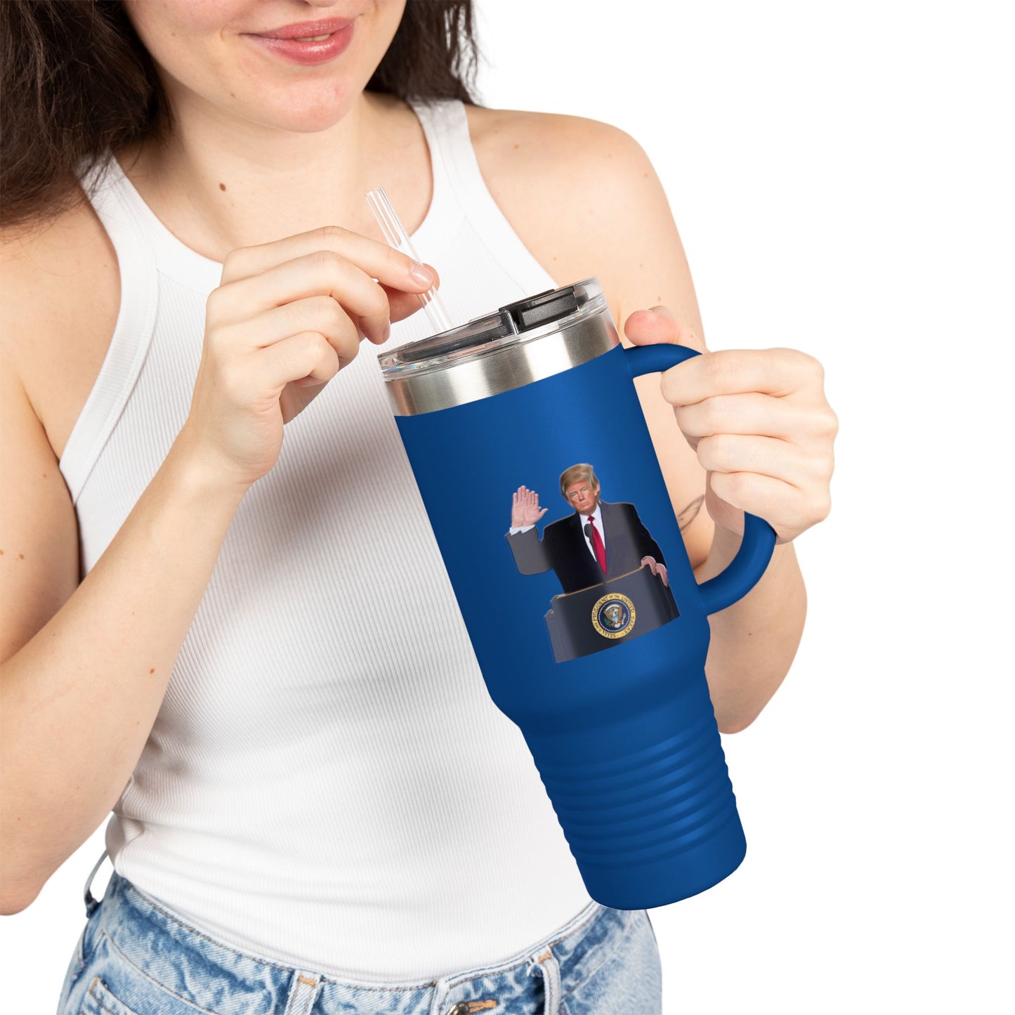 Donald Trump Insulated Travel Mug, 40oz - Perfect for Coffee Lovers, Political Enthusiasts, Gifts for Him, Party Favors, Travel Accessory