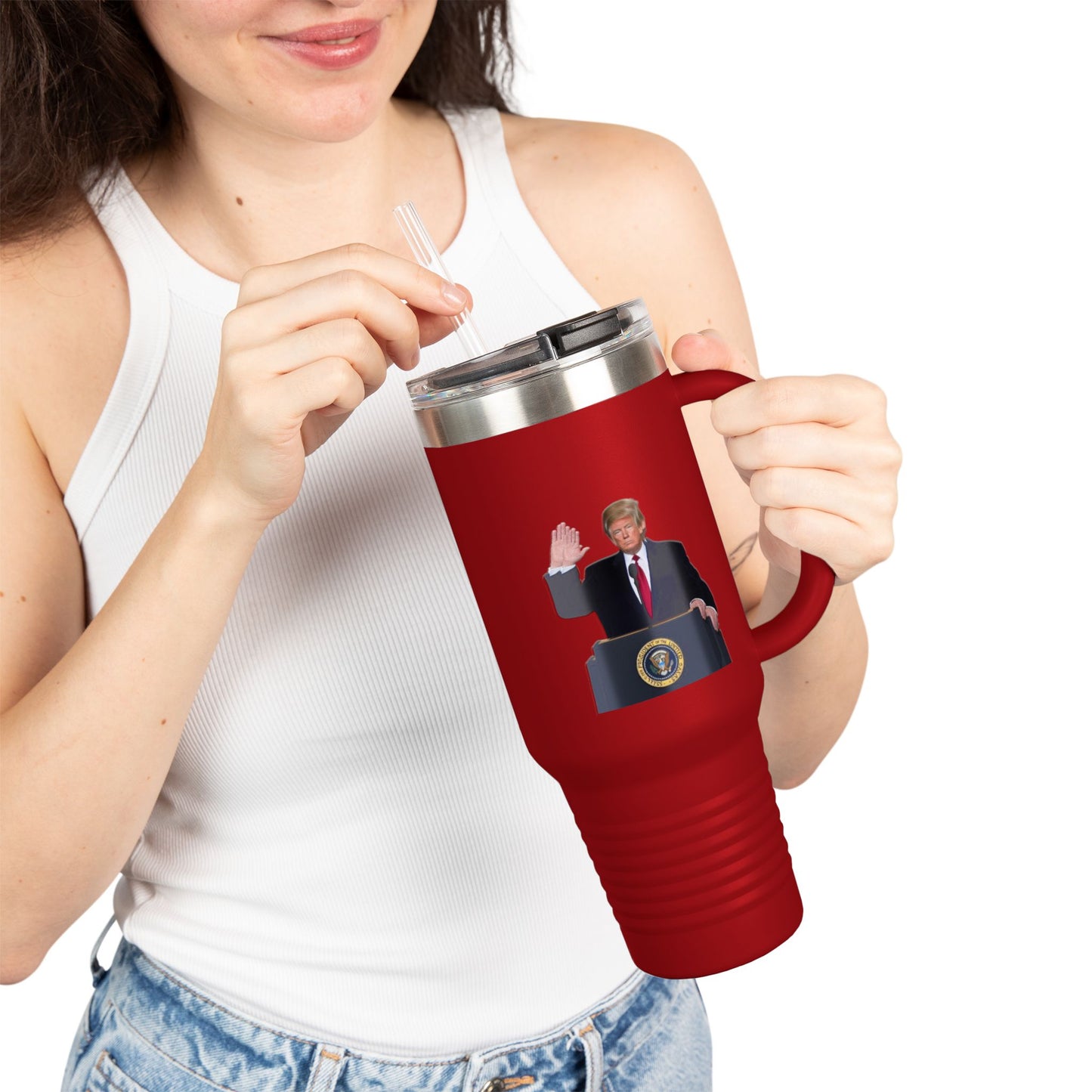 Donald Trump Insulated Travel Mug, 40oz - Perfect for Coffee Lovers, Political Enthusiasts, Gifts for Him, Party Favors, Travel Accessory
