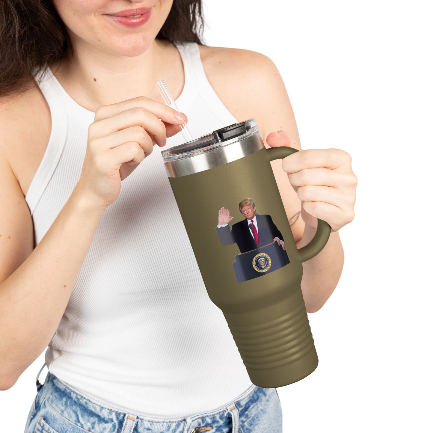 Donald Trump Insulated Travel Mug, 40oz - Perfect for Coffee Lovers, Political Enthusiasts, Gifts for Him, Party Favors, Travel Accessory
